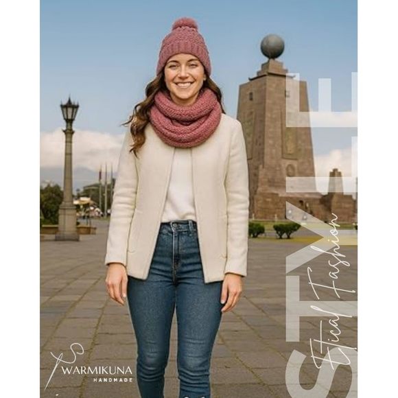 Winter Knitted Hat And Scarf Set, Wool Blend Beanie, Women's One Size, Hand🦏 - Picture 4 of 9